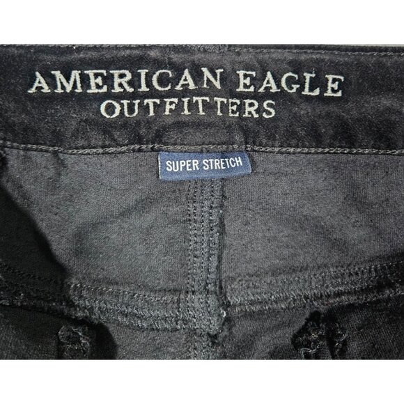 AEO Velvet Jeggings Women's Black Super Stretch Skinny Size 6 VTG Old School - Picture 5 of 16